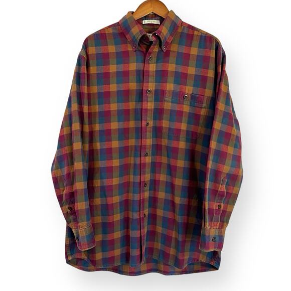Orvis Flannel Shirt Mens M Colorful Plaid Cotton Button Up Outdoor Fishing Fall - Picture 1 of 6